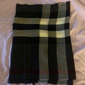 Burberry Gray and Red Plaid Scarf